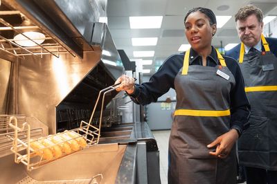 Kemi Badenoch returns to McDonald's kitchen in London 30 years after she worked in one as a teenager