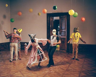 A plague doctor dances with a rat at a Covid ball: Lisl Ponger’s best photograph