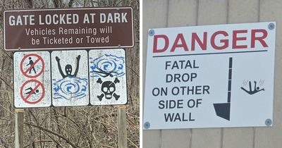 “Hitchhikers May Be Escaping Inmates”: 76 Of The Scariest Signs Ever Spotted In The Wild (New Pics)