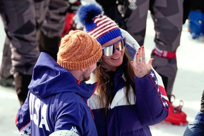 US Olympic champion shows off engagement ring after ski slope proposal