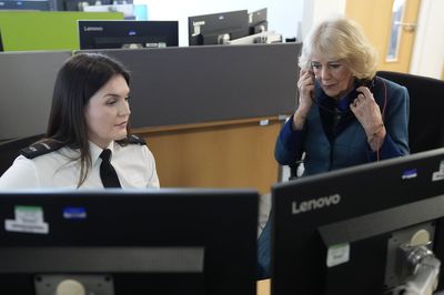 Camilla hears real-life 999 call on visit to police control room