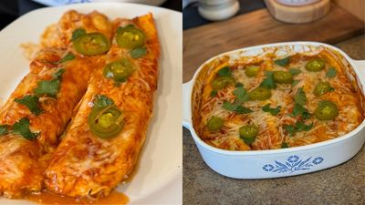 These high-protein chicken enchiladas are the comfort food that actually keeps you full