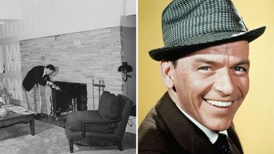Frank Sinatra's '50s Living Room Was The Pinnacle of Mid-Century Modern Style in the Palm Springs Desert – Featuring Stone Walls, Curved Furniture, and Natural Wood
