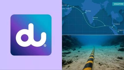 What is Singapore-India-Gulf subsea cable system that UAE's du is investing in for high data connectivity?