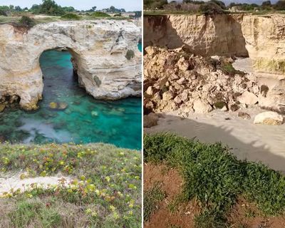 Italy’s famous Lovers’ Arch collapses into the sea on Valentine’s Day