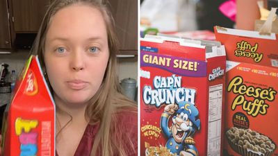 Have you been closing cereal the wrong way your whole life? Woman whips out a box of Fruity Pebbles and shows the ‘right’ way