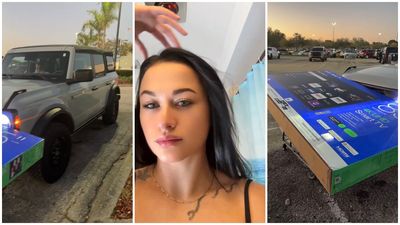 Woman is forced to be stranded outside Walmart for 24 hours after she buys an 85-inch TV and can’t fit it inside her Bronco: ‘I’m just a girl’