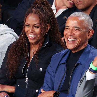Michelle Obama Styles a Jean Paul Gaultier Denim Matching Set for a Rare Date Night With Barack