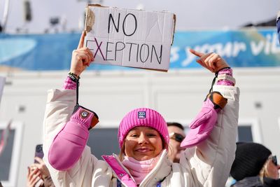 US skier Annika Malacinski protests women’s exclusion from Olympic sport