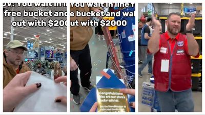 ‘Target could never’: Woman lines up for a free Lowe’s bucket and finds a golden card worth $2,000 in store credit