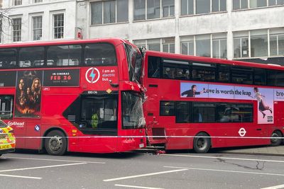 Six injured after two double-decker buses crash in London