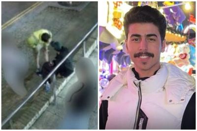 Moment stranger stabs Saudi Arabian student in neck is shown at murder trial