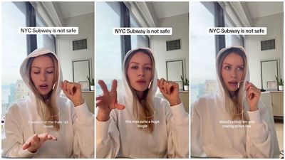 Bizarre 6’3” man spits on a woman in the NYC subway, then chases her yelling:‘Why are you scared of me?’