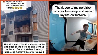 Woman thanks neighbor for saving her from an apartment fire — only to return and find she’s lost everything