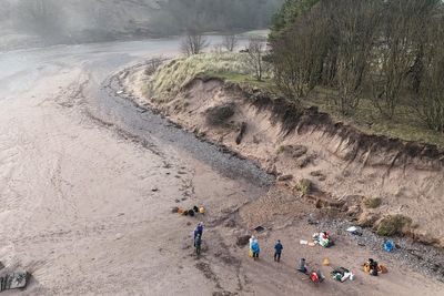 Dog walkers discover 2,000-year-old human footprints on beach