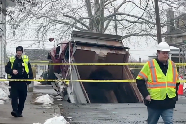 A dump truck trying to help with a sinkhole in New Jersey swallowed up by another sinkhole: ‘Honestly, I am still in shock’