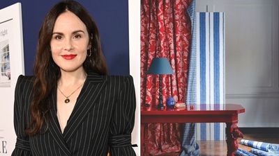 Michelle Dockery’s Use of Cardinal Red Is the Ultimate Secret to Making Delicate Powder Blue Feel Grounded and Expensive
