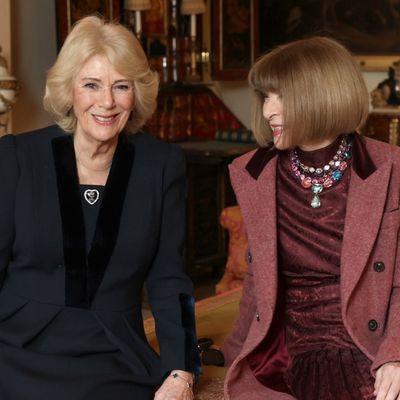 Queen Camilla Meets Queen of Fashion Anna Wintour Wearing Romantic Fashion Trend