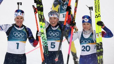 France’s Michelon wins Olympic gold in women’s biathlon mass start