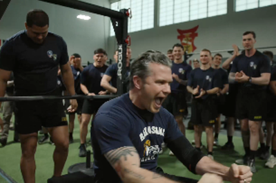 Trump’s ‘Secretary of War’ is busy - pumping iron - while the president considers military strikes on Iran