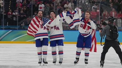 USA Men's Hockey Team Parades Johnny Gaudreau's Jersey After Winning Gold Medal