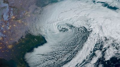 Satellites watch as bomb cyclone hits northeast U.S. with snow and lightning