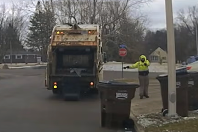 Garbage man leaps back in fear as he makes shocking discovery