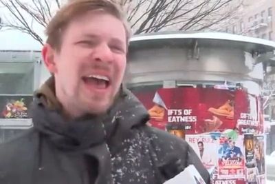 New Yorker rails against hedge funds buying up residential property as reporter tries to ask him about the snow storm