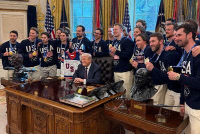 ‘I’m not giving it back’: Trump jokes that he’s keeping US Men’s hockey gold medal as he meets team at White House