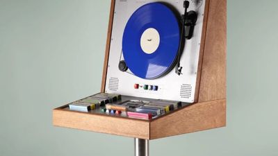 This turntable and tape combo is literally a work of art – includes a hidden record compartment