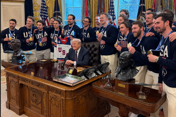 Gold-winning US men’s hockey team meets Trump in White House – but five players chose not to be there