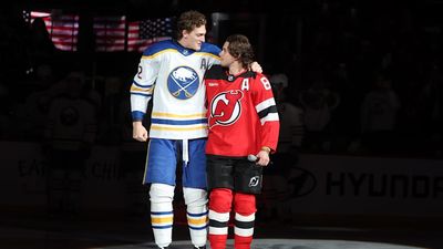 Jack Hughes Hugs Tage Thompson, Addresses Devils Fans in Return From Olympics