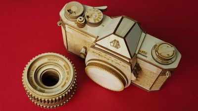 This affordable retro camera remake is made entirely out of wood – and it's so accurate, even the lens twists off