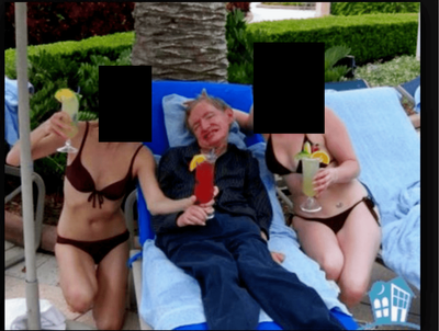 Stephen Hawking pictured sipping cocktails with bikini-clad women in Epstein files