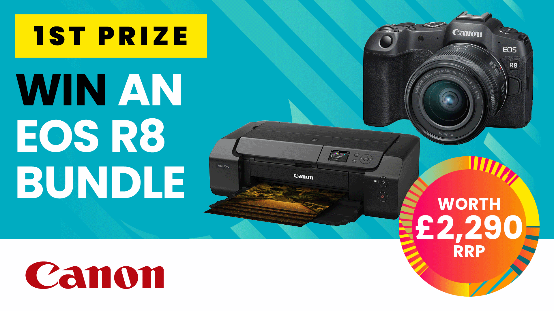 Win a Canon EOS R8 bundle, AN EOS R50 V Creator Kit, or a Selphy QX20 printer in our free-to-enter prize draw!