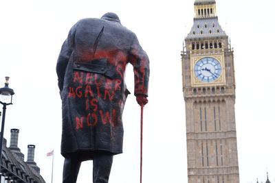 Man to face court on Monday after Churchill statue defaced with graffiti