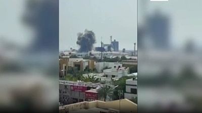 Moment Iranian strike hits US military base in Bahrain