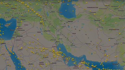 How flights moved out of Iranian airspace after US-Israel strikes — video