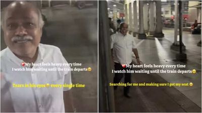 Father waits for daughter's train to leave with teary eyes; netizens say, 'He is the best Papa'
