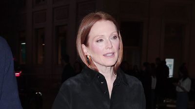 Leather trousers are everywhere this spring – but Julianne Moore's unexpected shoe choice really sets this look apart
