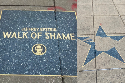 Guerrilla 'Walk of Shame' Art Links Billionaires to Epstein Files Via QR Codes —Elon Musk's Star Torn Up Within Hours