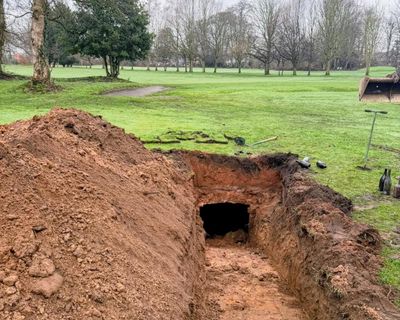 ‘Thought it was a collapsed drain’: golf course sinkhole exposes lost wine cellar