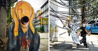 Thai Street Artist LuckyLeg Makes Murals That Feel Beautiful And Uncomfortable (34 Pics)