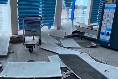 Moment Iranian drones attack international airport as conflict widens