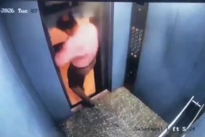 Watch: Man narrowly avoids death as elevator malfunctions