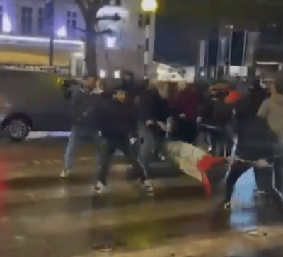 Shocking moment Iran regime supporters and monarchists brawl outside London mosque