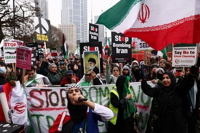 Protesters chant ‘stop the bombing’ and demand end to Iran war