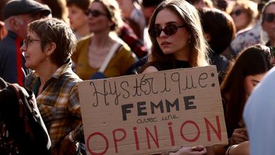 Thousands march for women's rights and against Mideast war