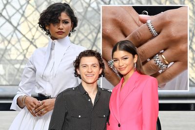 Zendaya fuels Tom Holland marriage rumours with gold band and bridal white look in Paris