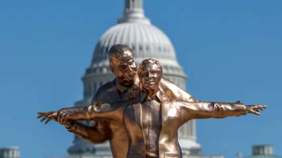 'Tragic love story': Statue of Trump and Epstein in iconic 1997 Titanic pose spotted in Washington DC